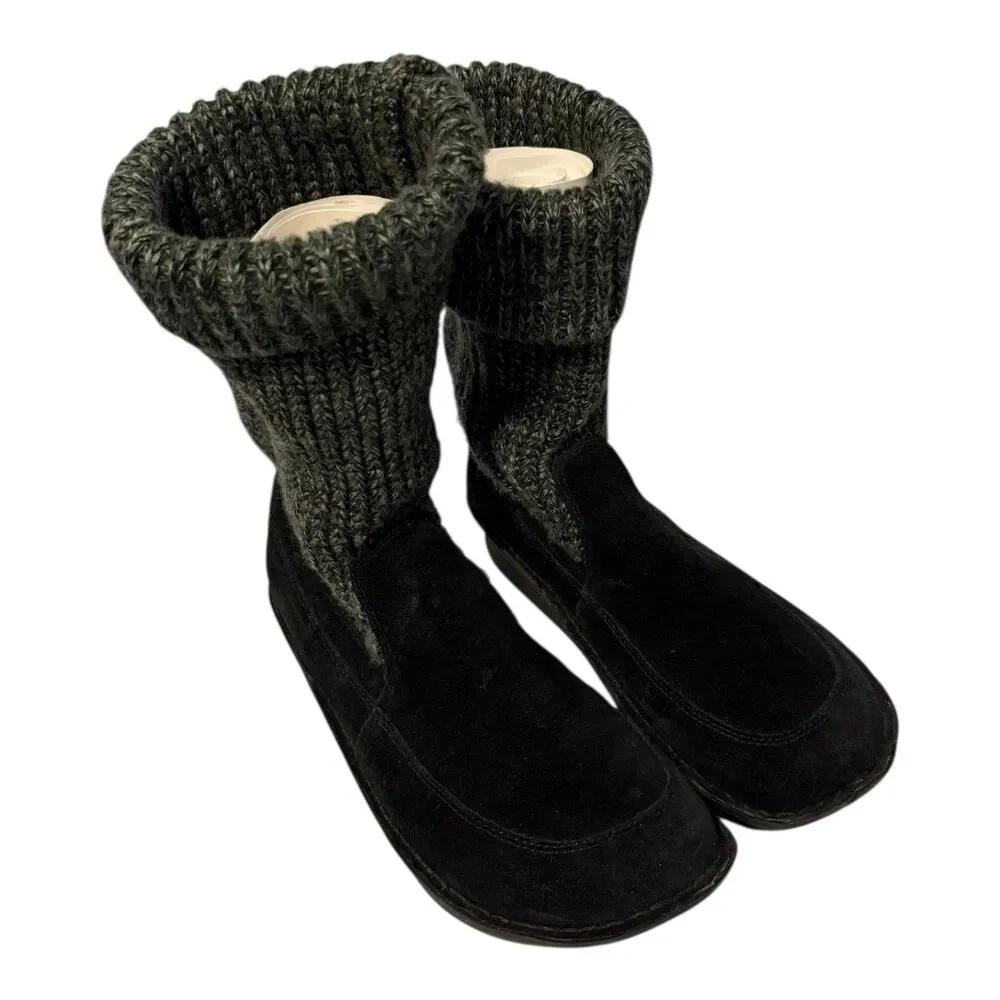 Alegria Juneau Knit/Black Suede Leather Boots Women’s 40 - US 9.5-10 Boho Casual